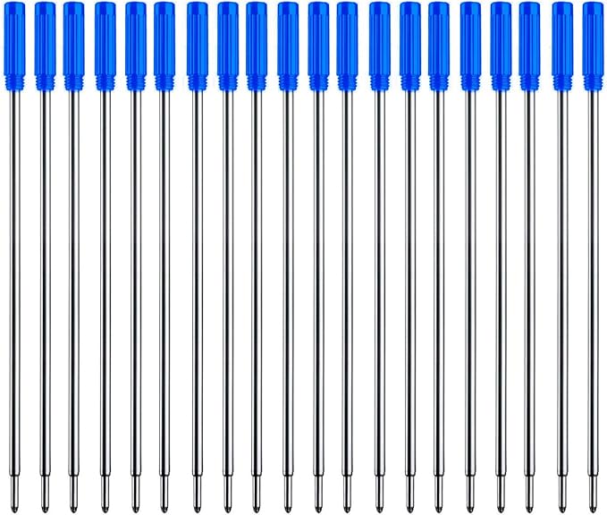 Blue Ink Refills (20pcs), Replaceable Pens Refills, 1mm Medium Tip - Blue