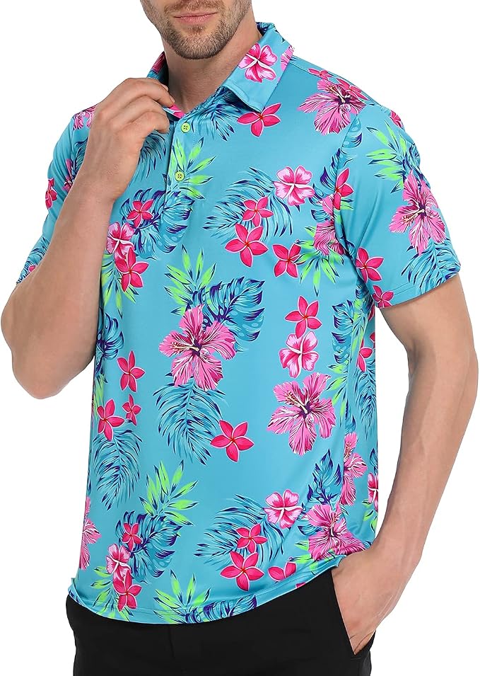 LRD Golf Shirts for Men UPF 50 Moisture Wicking Short Sleeve Polo Shirt