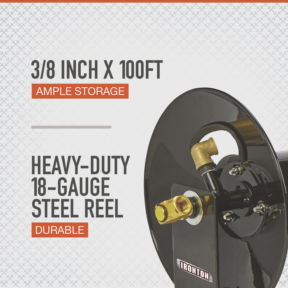 Ironton Air Hose Reel - holds 3/8in. x 100ft. Hose