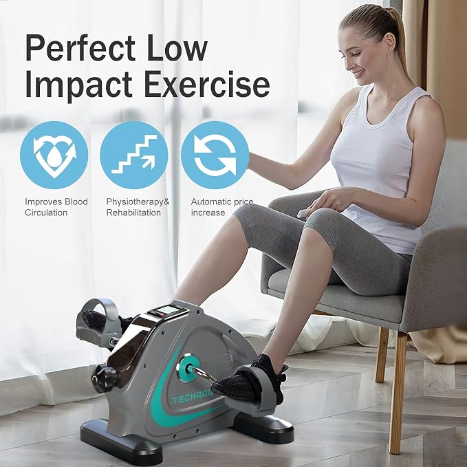 Under Desk Bike Pedal Exerciser Portable Mini Home Exercise Bike with 5LBS Flywheel Sitting Peddler Exerciser for Seniors Legs and Arms Trainer Physical Therapy Equipment Fitness Exercise Bicycle