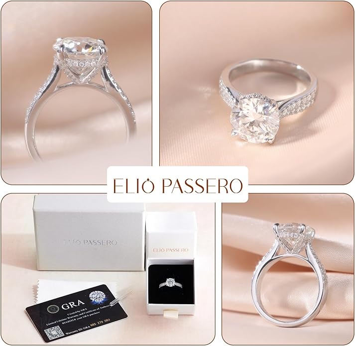 Moissanite Engagement Rings for Women,Promise Rings 925 Sterling Silver with 18K Yellow/White Gold Plated,D Color VVS1 Wedding Band Moissanite Ring 0.5/1/1.5/2/3/4CT