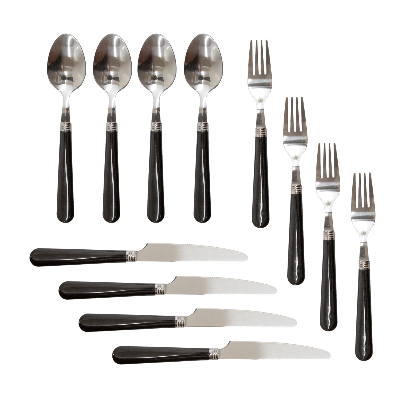 Stansport Deluxe 24-Piece Enamel Tableware Set - Black (11220-20) - Enamel Plates and Bowls Lightweight and Durable Camp Dish Set for Camping and Backpacking Plates and Bowls for 4 People