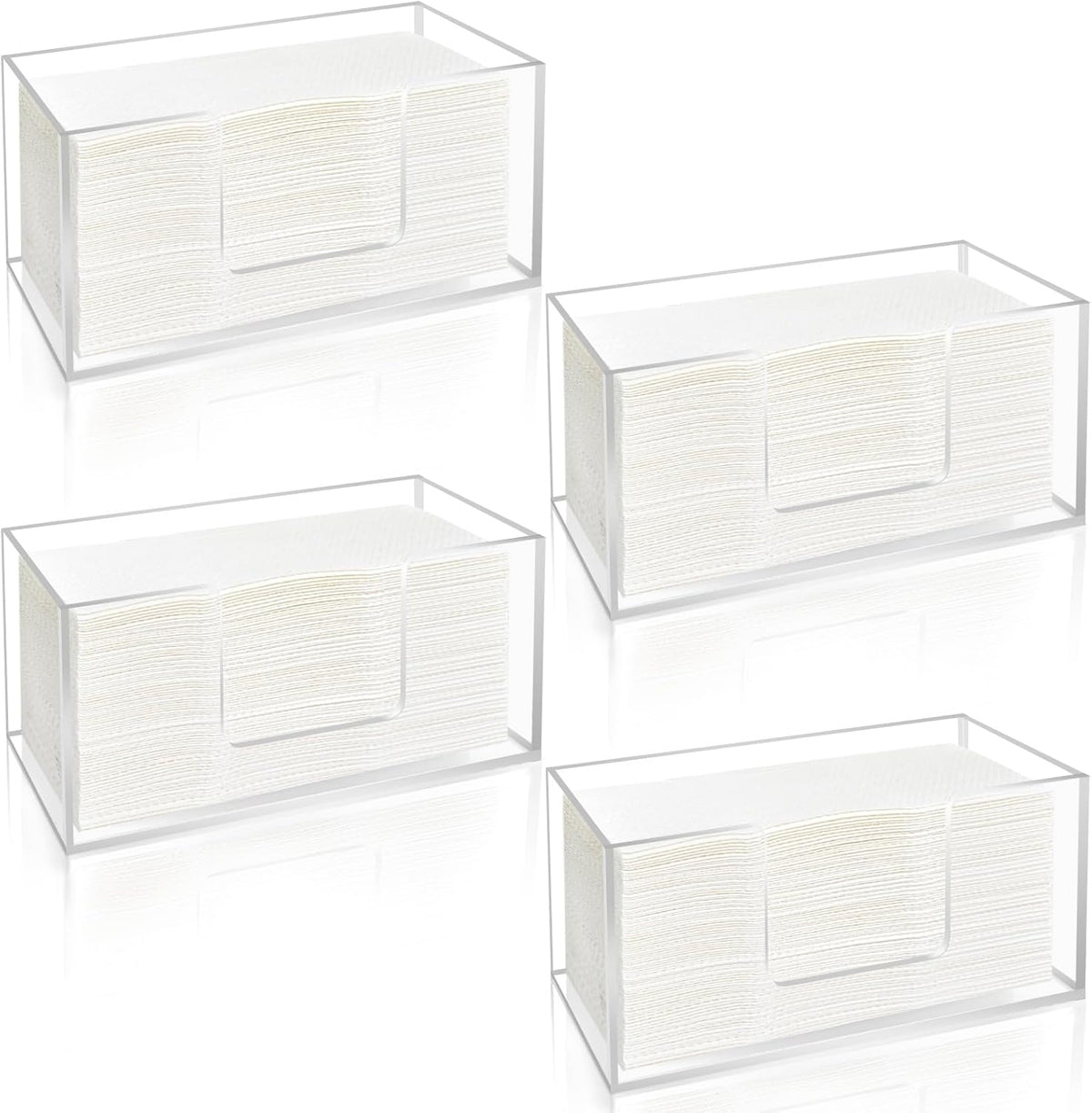 4Pack Acrylic Paper Towel Dispenser, Napkin Holder for Bathroom, Kitchen & Countertop â Paper Towel Holder Z-Fold/C-Fold/Multi-Fold Holder, Shatter-Resistant & Space-Saving (4)