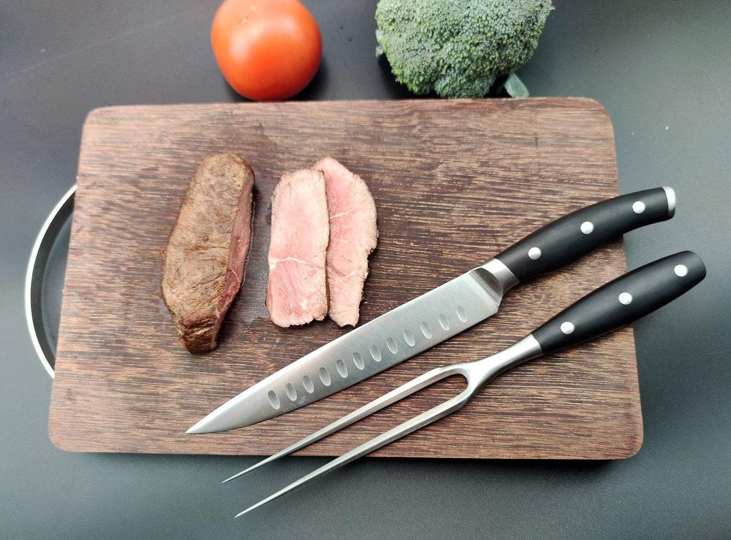 Kakamono Carving Fork, Meat Fork, 12 Inch Cooking Fork, Stainless Steel BBQ Fork, Long Metal Chef Pro Kitchen Forks for Barbecue, Serving, Cooking, Grilling, Roasting
