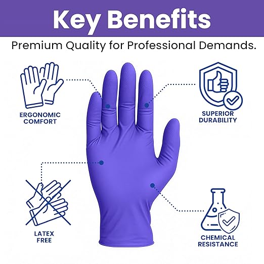 SafeWay Nitrile Gloves, 200 Ct, Medium, Powder-Free, Latex-Free, All-Purpose, Professional Disposable Gloves with Textured Fingertips for Medical Use, Food Prep, Cleaning, Tattoo & More