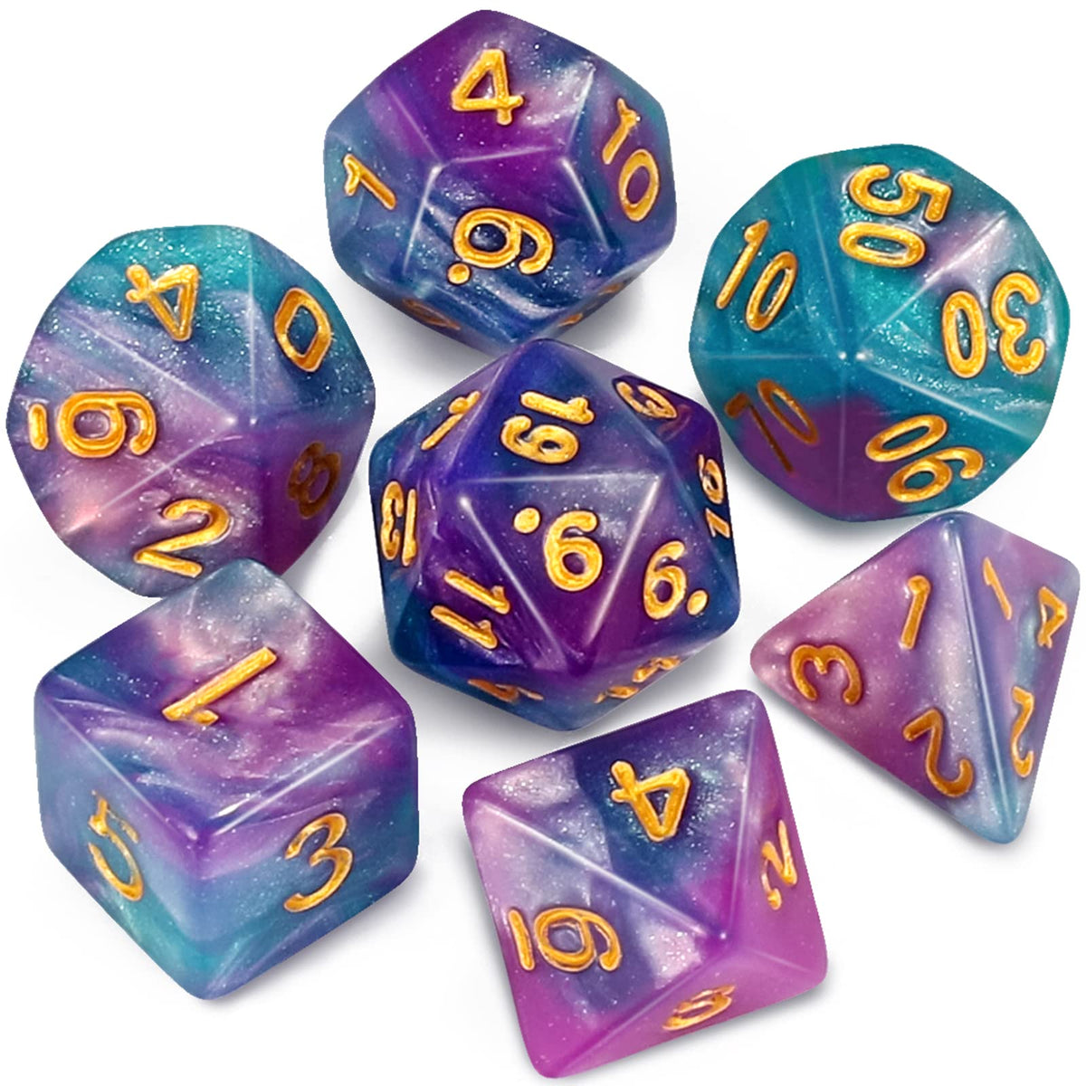 CiaraQ DND Polyhedral Dice Set with a Black Dice Bag for D&D RPG MTG Role Playing Table Games