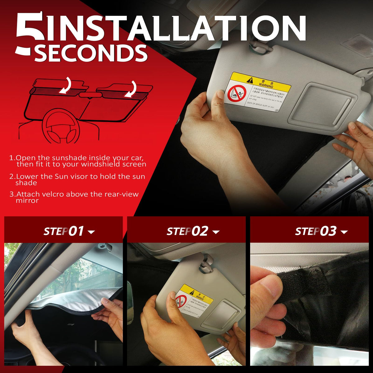 KAYZT Windshield Sun Shade for Toyota RAV4 2013-2018 RAV-4 Foldable Sunshade SUV Front Window Custom Fit Accessories