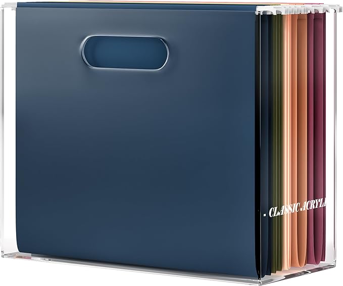 File Organizer for Desk - This Acrylic Storage Box is great for Office Organization - Its Modern Acrylic Magazine Holder makes a Great Gift for Home/Work Space
