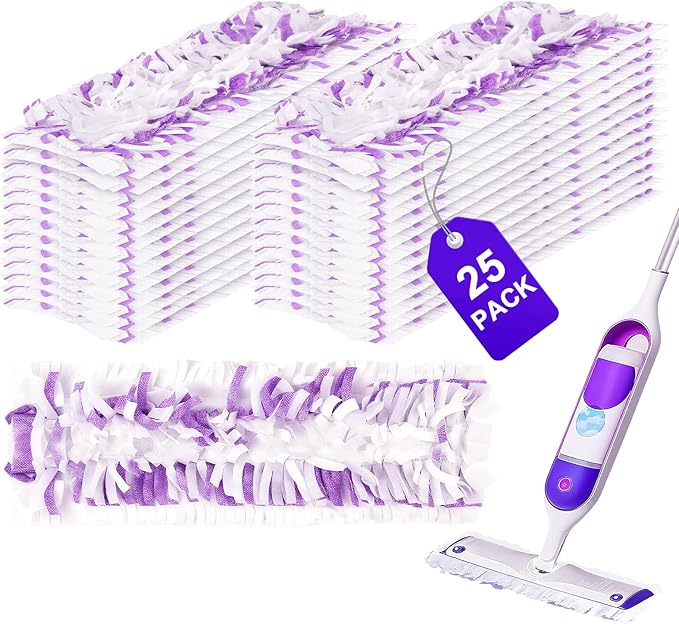 25 Count Disposable Power Mop Pads Compatible with Swiffer PowerMop, Multi-Surface Mopping Pad Refills for Floor Cleaning