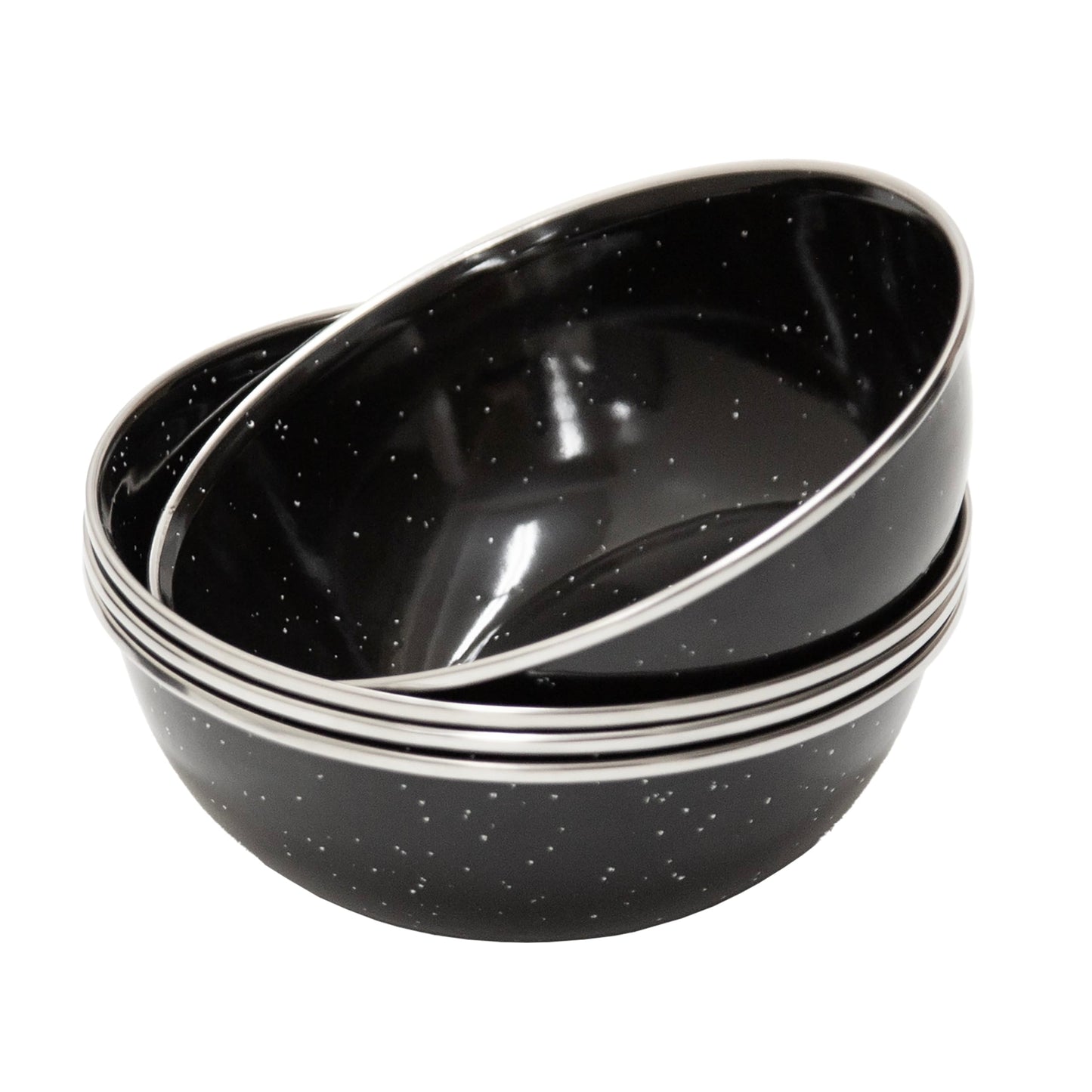 Stansport Deluxe 24-Piece Enamel Tableware Set - Black (11220-20) - Enamel Plates and Bowls Lightweight and Durable Camp Dish Set for Camping and Backpacking Plates and Bowls for 4 People