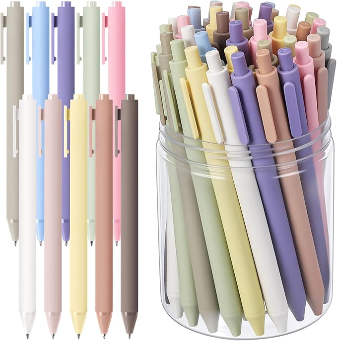 Crtiin 50 Pcs Gel Ink Pens Bulk Black Ink, Smooth Writing Cute Colorful Pens for Back to School First Day of School Teacher Student Server Office Supplies Staff Party Favor Gifts (Pastel Colors)