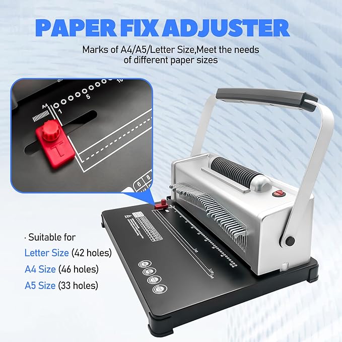 Coil Spiral Binding Machine,46 Holes Spiral Coil Binder with Electric Coil inserter,Manual Book Maker Punch Binder with 100pcs Plastic Coil and Plier