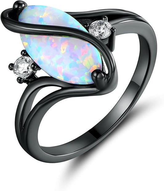 Barzel Rose Gold & White Gold Plated Created Ruby, White Fire Opal & Cubic Zirconia Accents Ring