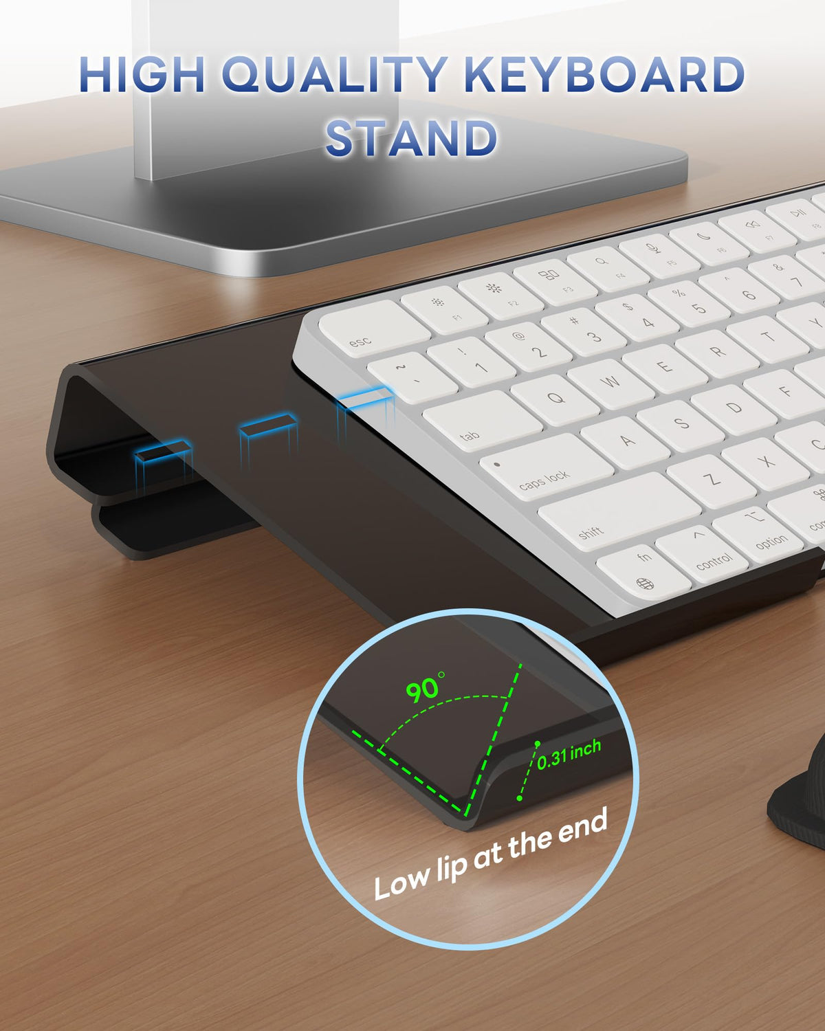 Laborio Computer Keyboard Stand for Desktop, 2-Level Height Adjustment Keyboard Wrist Rest, Non-Slip Key Board Riser Pad for Office, Gaming, and Home Desks