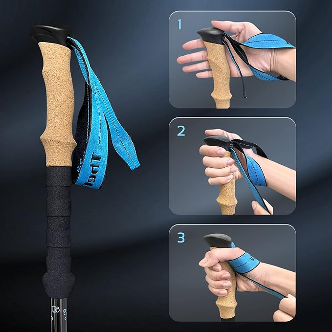 TheFitLife Carbon Fiber Trekking Poles – Collapsible and Telescopic Walking Sticks with Natural Cork Handle and Extended EVA Grips, Ultralight Nordic Hiking Poles for Backpacking Camping