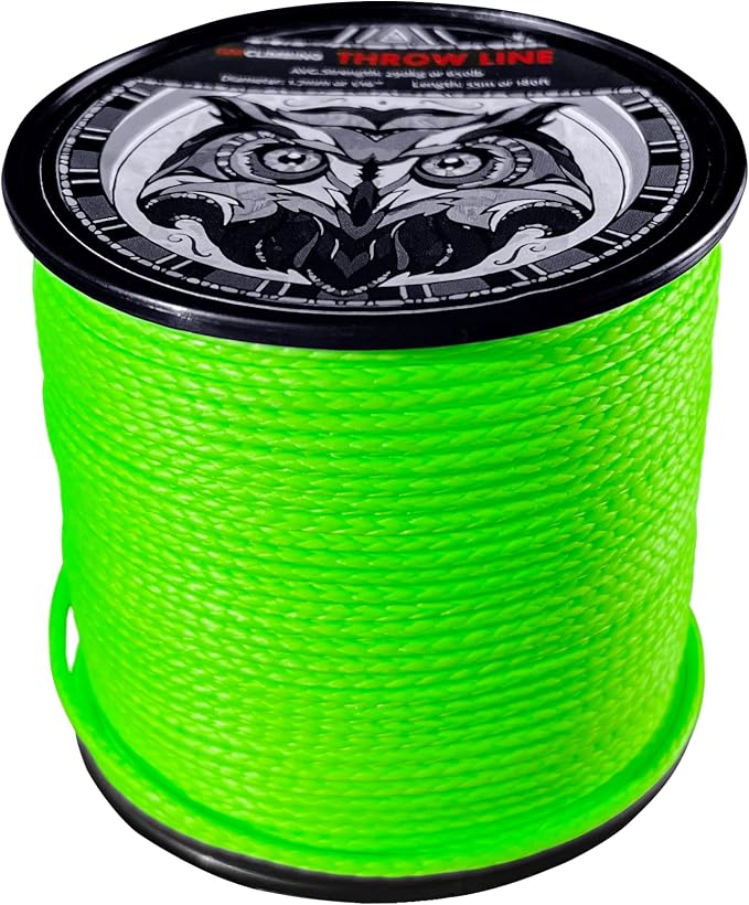 GM CLIMBING Throw Line 1.7mm 180Ft Roll Green UHMWPE Cord 650LBS High Strength for Tree Climbing Arborist Outdoor Utility Cord
