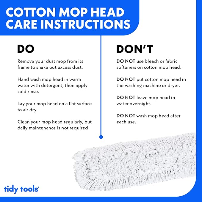 Commercial Dust Mop – 24 Inch Floor Sweeper for Hardwood, Reusable Cotton Mop Head, Extendable Handle, Dry Mop for Floor Cleaning & Janitorial Supplies
