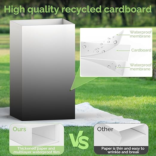4 Pack Extra Large Disposable Trash Cans, Reusable Portable Garbage Can, 13 Gallon (21.6" H x 13.5" W x 10" D), Extra Thick Recycled Cardboard Portable Garbage Can and Recycling Bins,Black Gradient