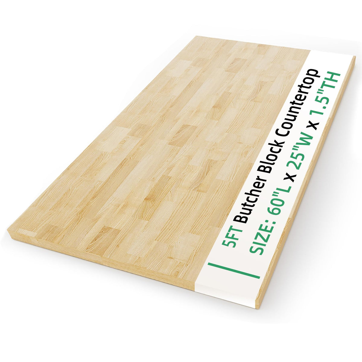 Butcher Block Countertop Wood Tabletop - 60"x25"x1.5", 5FT Solid Birch Wood Tabletop, Unfinished Hardwood Butcher Block Island Top for Kitchen Counter, Desk Top, Table Top, Workbench, Coffee Bar