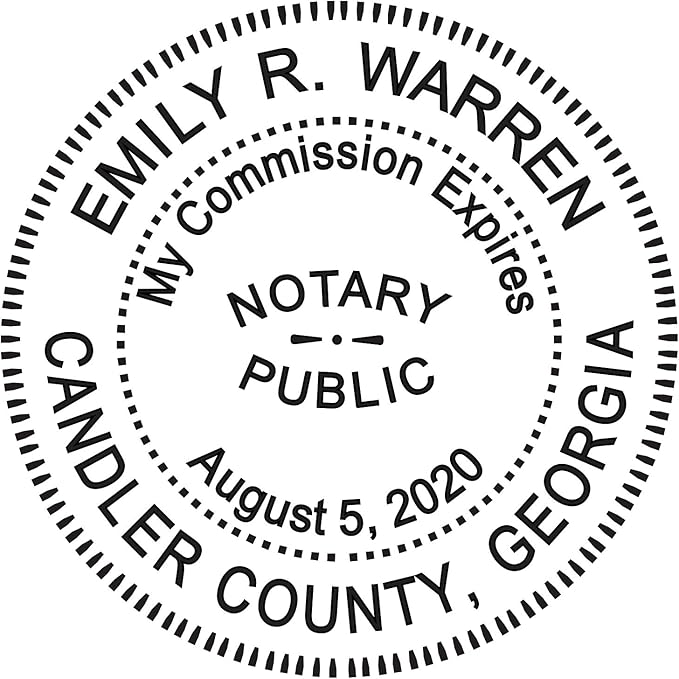 Round Notary Stamp for State of Georgia- Self Inking Stamp - Top Brand Unit with Bottom Locking Cover for Longer Lasting Stamp - 5 Year Warranty