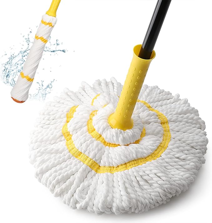 KeFanta Self-Wringing Twist Mop for Floor Cleaning, Long Handled Microfiber Floor Mop with Top Scouring Pad for Kitchen, Hardwood, Restaurant, Bathroom, Garages, Warehouses, Office,57-inch