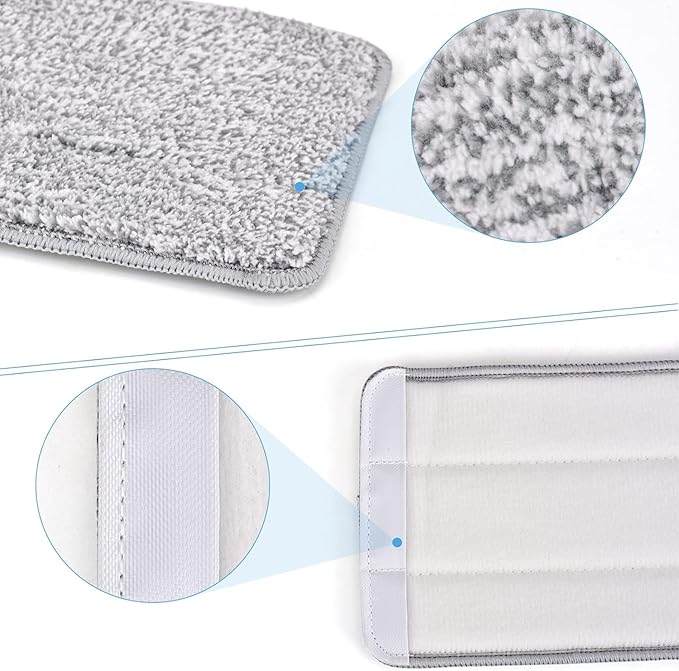 Microfiber Mop Pads Flat Replacement Heads for Wet/Dry Mops Washable Reusable Refills Compatible with Floor Care System Floor Cleaning and Scrubbing (6 Pack 13" x 4.9")