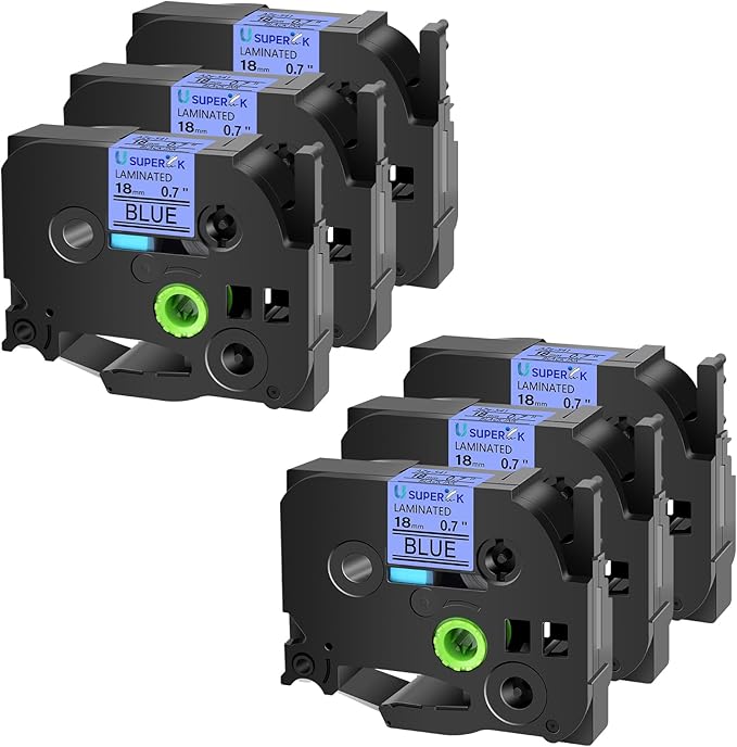 6PK Compatible for Brother P-Touch Label Maker Tape TZe-541 TZ-541 TZe541 TZ541 Black on Blue 18mm 3/4 inch 0.7'' x 26.2ft Laminated TZe TZ Label Tape for PT-H500 PT-910BT PT-530 PT-550