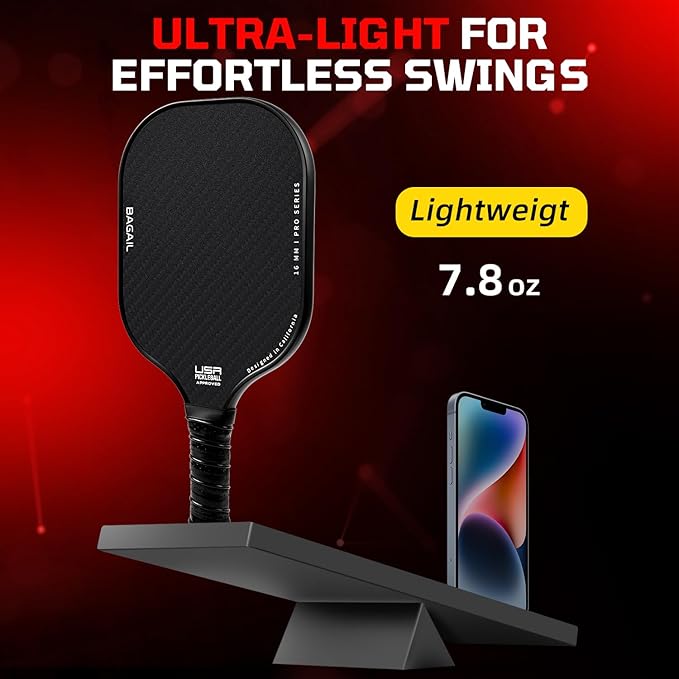 BAGAIL Pickleball Paddles, USAPA Approved Fiberglass Surface Pickleball Set, Lightweight Pickle Ball Rackets with 4 Balls, 1 Bag, Designed in California for Traction and Stability