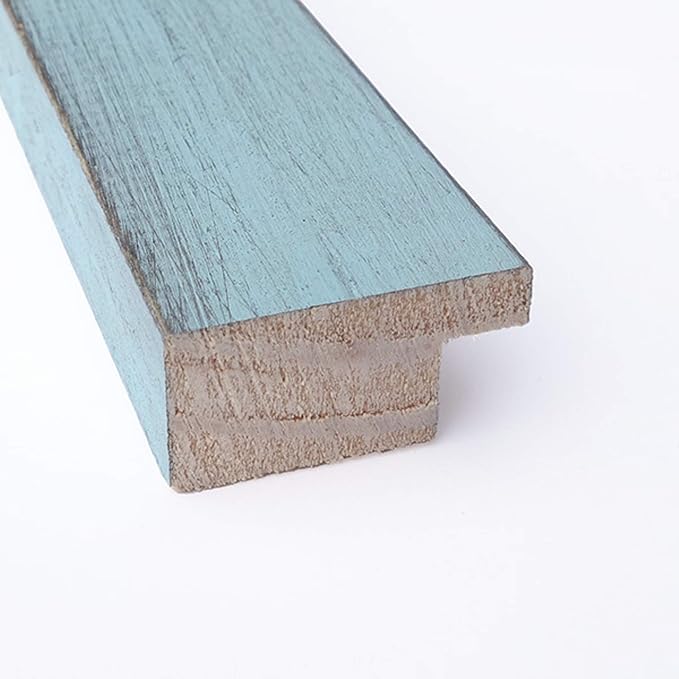 Amanti Art Natural Cork Board for Wall, 14x32 Vision Board with Blue Wood Frame, Medium Corkboard Office Decor for Home Organization, Rustic Farmhouse Corkboard Pinboard to display items for home