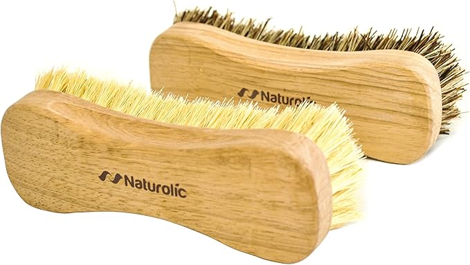 All-Natural Wooden Scrub Brush Set | Wooden Handle | Tampico and Palmyra bristles | Eco Friendly Cleaning Products | Pack of 2