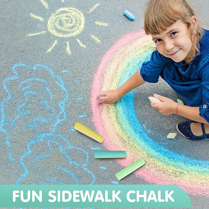 50 Pack Washable Sidewalk Chalks for Kids Non-Toxic Jumbo Chalk for Outdoor Art Play, Colored Chalk for Painting on Chalkboard, Blackboard and Playground (Fluorescent Green)