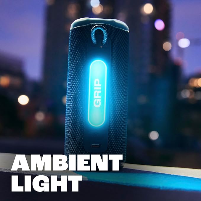 JBL Grip - Compact Bluetooth Speaker with Bold Pro Sound and Ambient Light, up to 14 Hours of Playtime, Water, Dust and Drop-Proof (IP68), & Multi-Speaker Connection with Auracast™ (Orange)