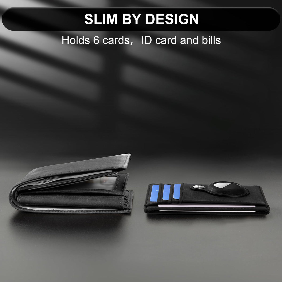 Hawanik Slim Minimalist Front Pocket Air Tag Wallet, RFID Blocking Card Holder Wallet with Airtag Holder