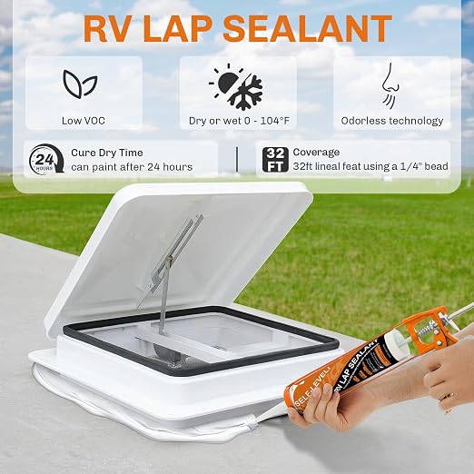 WELLUCK 12PC Self Leveling RV Roof Sealant Lap for RV Roofs, White Flexible Repair Caulking Rubber Epdm Sealant for Camper Motorhomes Trailers, Secure Odorless Waterproof & UV All Weather Adhesive