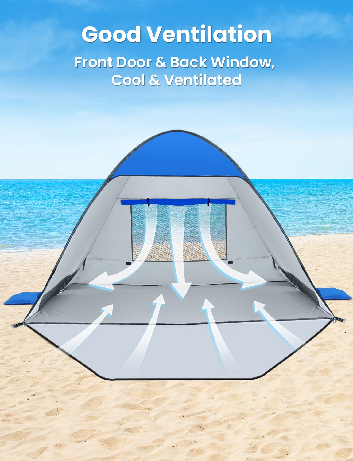 Glymnis Pop Up Beach Tent Instant Portable Sun Shade Shelter (S) 1-2 Persons UPF 50+ with Extendable Floor Zipper Door Automatic Easy Up Tent