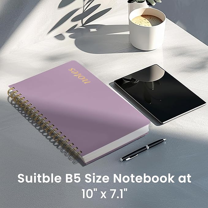 Spiral Graph Paper Notebook Journal for Work, 300 Pages, Thick B5 (7.1"x10") Grid Journals for Women & Writing, Hardcover Notebook for Note Taking, Perfect for Work School Note Taking Business, Purple