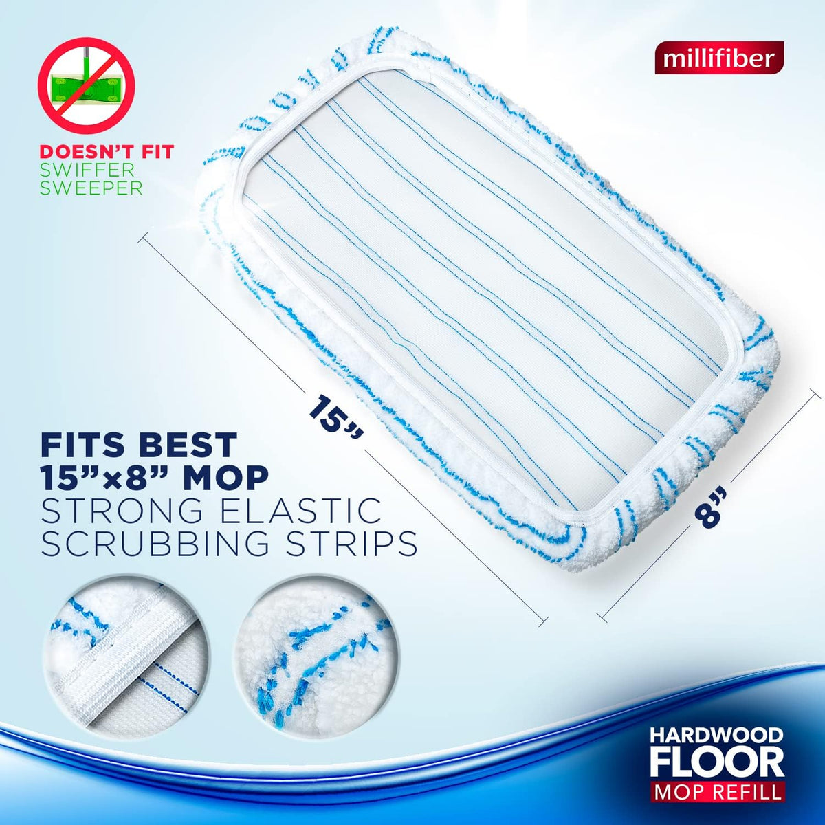 Microfiber Mop Refills 15x8 Inches, 6-Pack (Mop is Not Included)