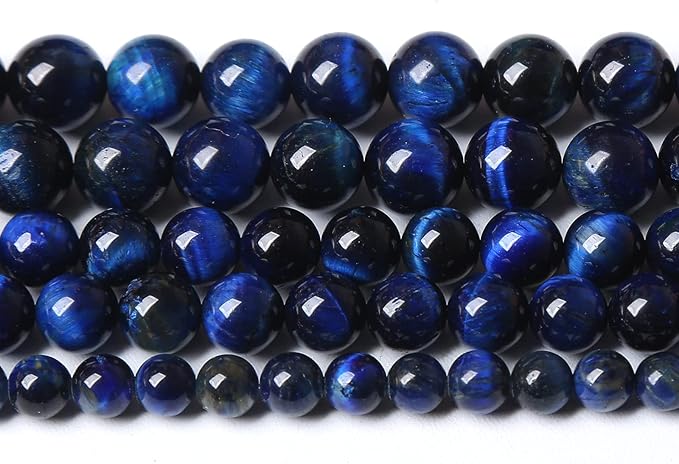 Lapis Lazuli Blue Tiger Eye Beads Natural Stone Round Loose Beads Energy Gemstone Healing Power for Jewelry Making 12mm 32pcs 15"