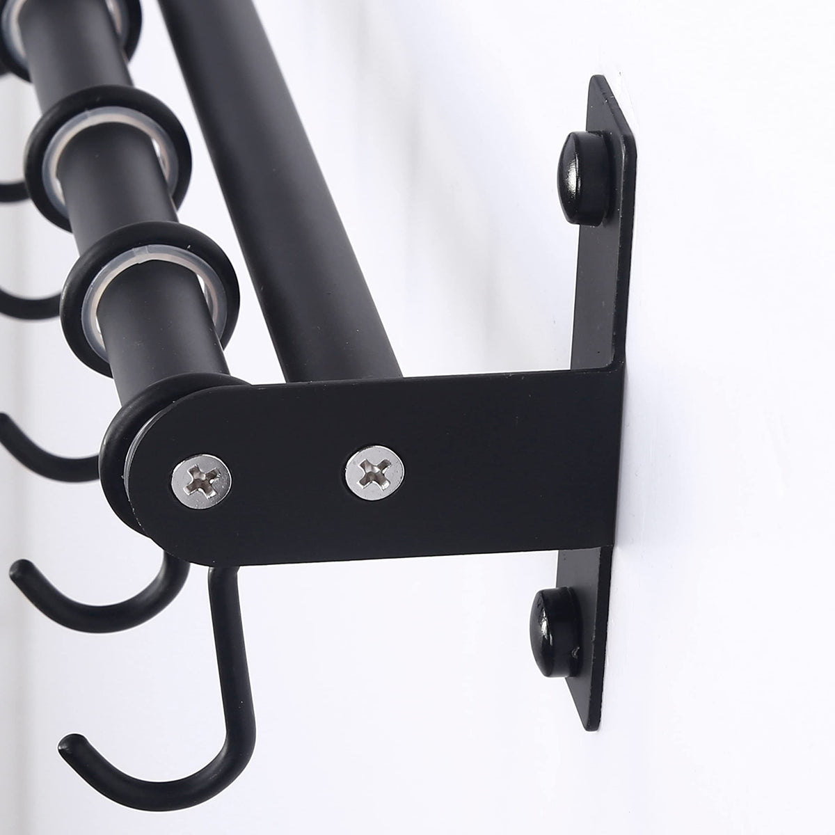 Dseap Pot Rack - Pots and Pans Hanging Rack Rail with 8 Hooks, Double Bars, Pot Hangers for Kitchen, Wall Mounted,Black