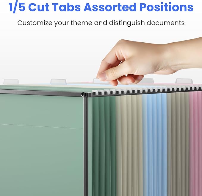 Hanging File Folders Letter Size, 25 Pack File Organizer Folders, 1/5-Cut Tabs With Hanging File Folder Framer, Heavy Duty 2 Inch Expansion, Stay Organized for Your Home and Office Bulk File.