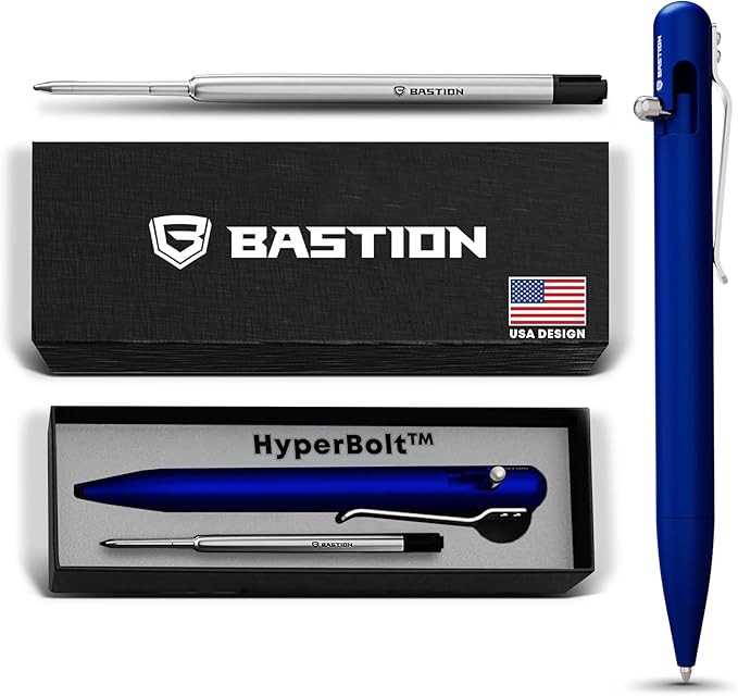 BASTION® Luxury Bolt Action Pen, Durable Professional Ballpoint Pen with Fine Tip, EDC Pen, Ink Refillable Pen for Birthday Gift, Travel Pen for School and Work