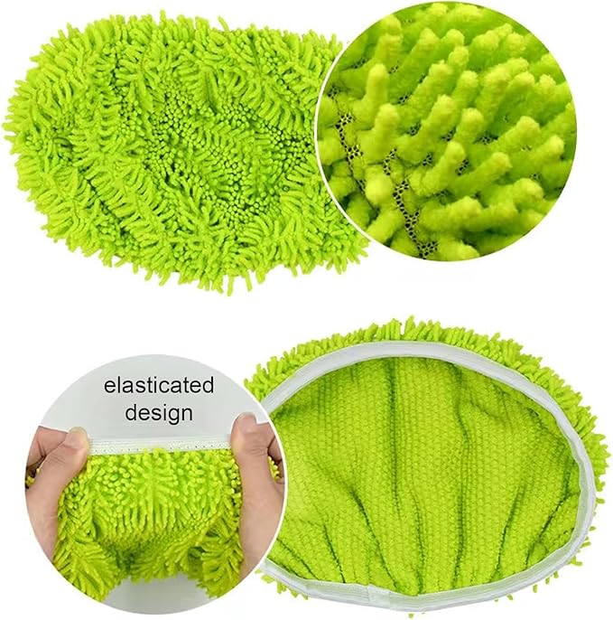 5PCS Reusable Microfibre (Cotton & Chenille) Mop Pads Compatible with Swiffer Sweeper Washable Floor Mop Pads for Household Cleaning