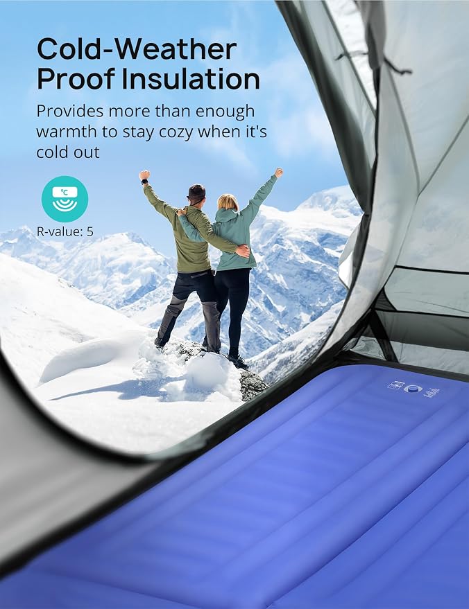 Sleeping Pad for Camping, Extra Thickness 5.5 Inch Ultralight Inflatable Sleeping Mat with Pillow Built-in Foot Pump, Compact Waterproof Camping air Mattress for Backpacking Hiking Traveling (Double)