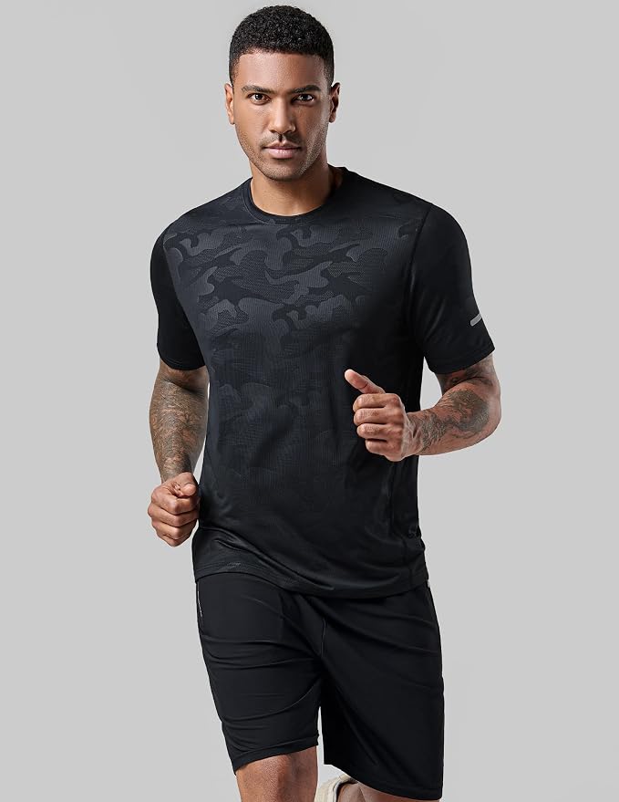 5 Pack Men’s Active Quick Dry Crew Neck T Shirts | Athletic Running Gym Workout Short Sleeve Tee Tops Bulk