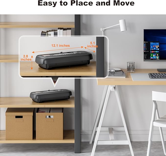 Bonsaii Paper Shredder for Home Use, 6 Sheet Strip Cut Small Paper Shredder Without Basket for Home Office, Portable Shredder Extendable Arm Design with Overheat Protection (S123-B)