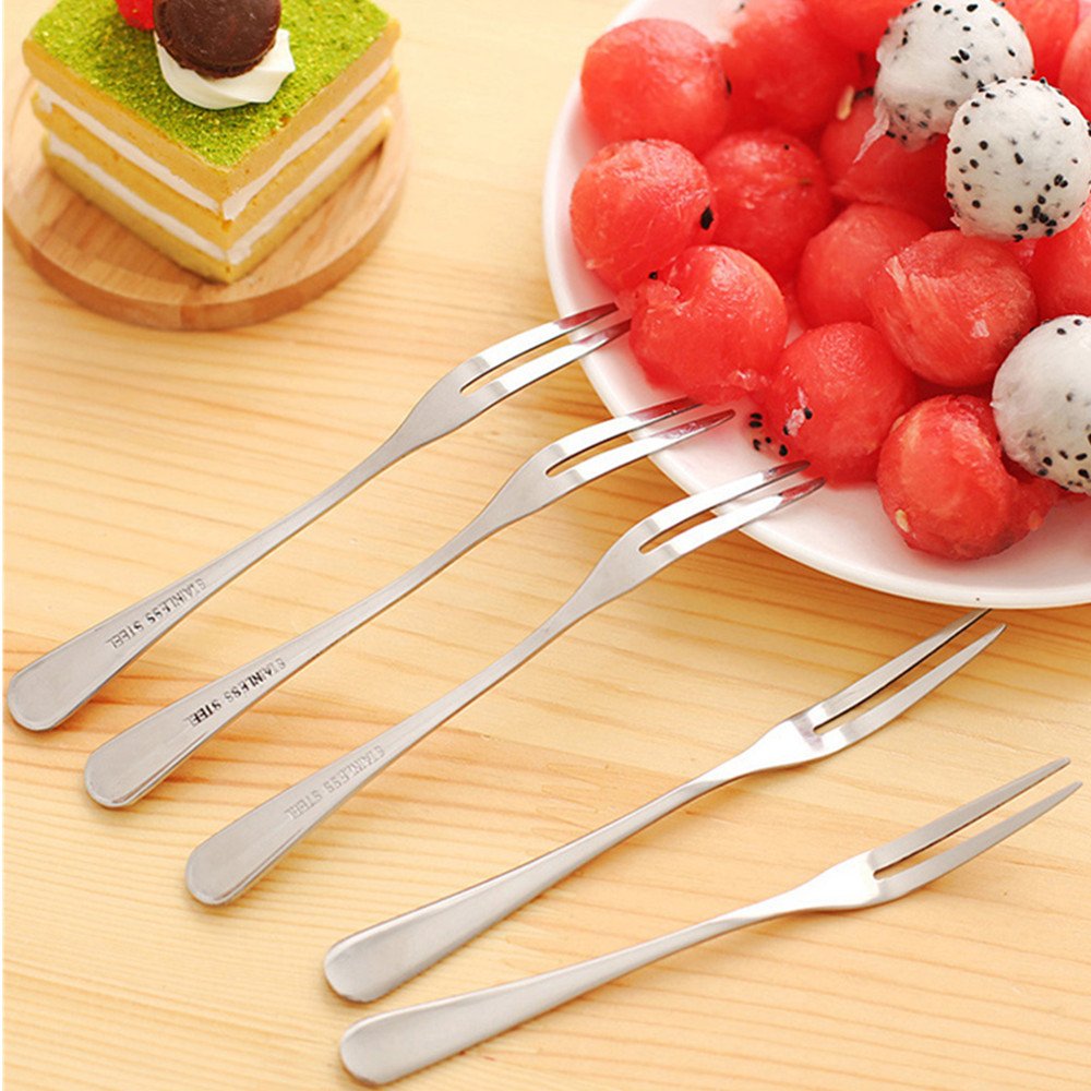 Crab Stainless Steel Forks,Escargot Fork 2 Prong Tasting Appetizer Forks Portable Cocktail Salad Fruit Forks for Party Travel, 5 Inches (15Pcs)