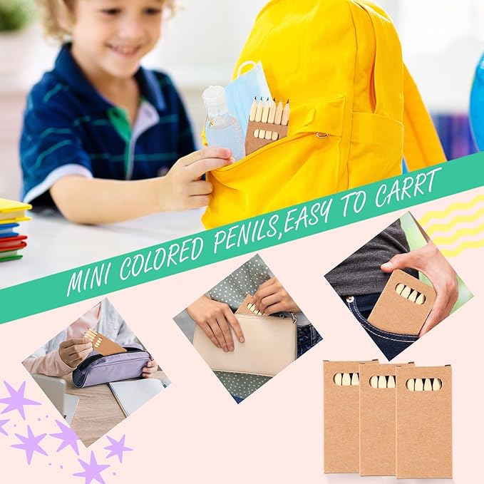 Faccito 150 Packs Mini Drawing Colored Pencils for Kids 3.5 Inch Portable Short Fat 6 Different color Pre Sharpened Pencils in Bulk for Children Painting Classroom School Supplies