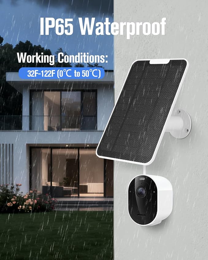Solar Panel Charger Compatible with Arlo Pro 6/6 XL, 6V 5W Solar Panel for Arlo Pro Security Camera 2K HDR (6th Gen, 2025 Release), IP65 Weatherproof, USB-C Plug, 9.8ft Cable Secure Wall Mount, 2 Pack