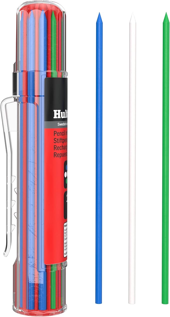 Hultafors Tools 650140U Dry Marker Refills HRD, Heavy Duty, Multi-Purpose, Blue, Green & White, 10 Leads