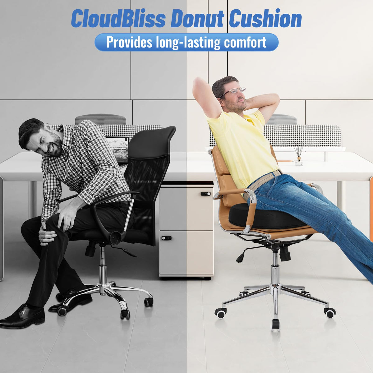 Donut Pillow Seat Cushion Chair Pad for Tailbone Pain Relief and Hemorrhoids, Memory Foam Seat Chair Cushion for Postpartum Pregnancy, Seat Cushions for Men and Women for Home & Office, (Black)